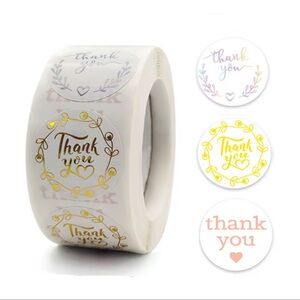 *Buy Now Price* 500 Thank You 1” Stickers — Gold, Rose Gold, & Silver
